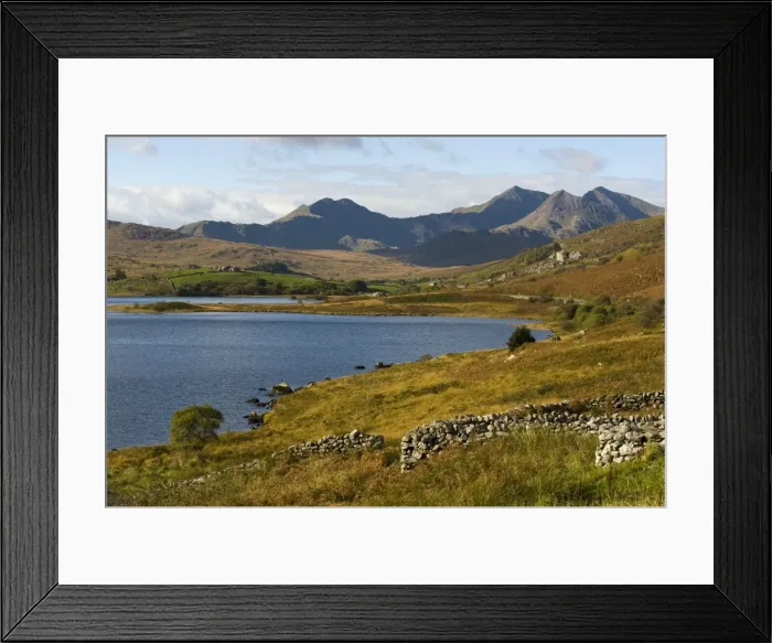 Framed Print : UK, North Wales, Snowdonia. The Snowdon Horseshoe rises above Llyn Mymbyr Framed Print : UK, North Wales, Snowdonia. The Snowdon Horseshoe rises above Llyn Mymbyr
