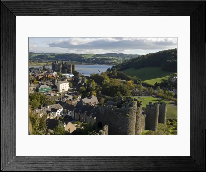 Framed Print : UK, North Wales; Conwy. View of the town and castle with the Conwy River behind Framed Print : UK, North Wales; Conwy. View of the town and castle with the Conwy River behind