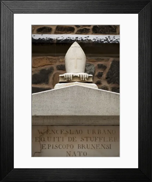 Framed Print : Brno, Czech Republic; A monument on the side of the Cathedral