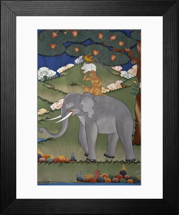 Framed Print : This mural is common to many monasteries and tells the story of co-operation Framed Print : This mural is common to many monasteries and tells the story of co-operation
