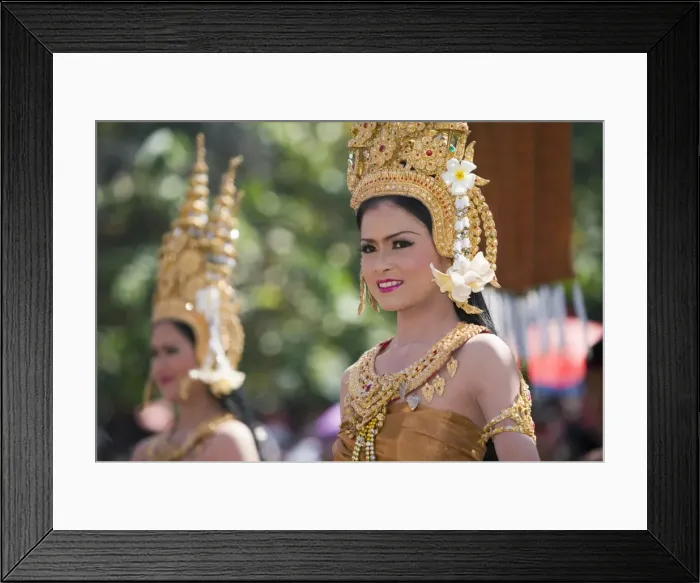 Framed Print : Thailand, Surin, Surin. Thai dancer in ornate costume during the Elephant Roundup festival Framed Print : Thailand, Surin, Surin. Thai dancer in ornate costume during the Elephant Roundup festival