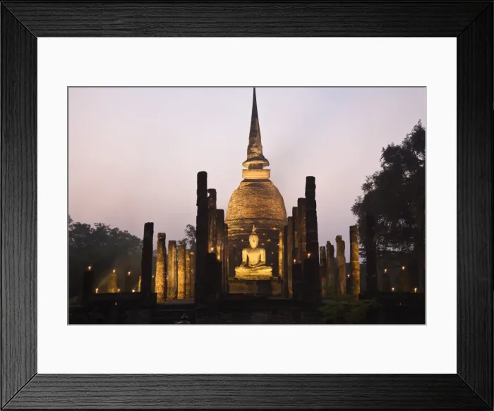 Framed Print : Thailand, Sukhothai, Sukhothai. Ruins of Wat Sa Si (also known as Sacred Pond Monastery) lit during the festival of Loy Krathong in the Sukhothai Framed Print : Thailand, Sukhothai, Sukhothai. Ruins of Wat Sa Si (also known as Sacred Pond Monastery) lit during the festival of Loy Krathong in the Sukhothai