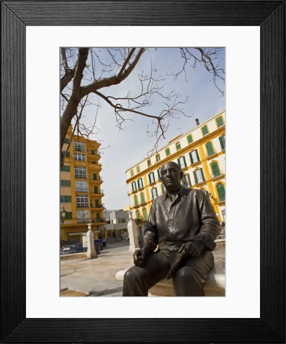 Framed Print : Sculpture of Picasso in Maria Guerrero square, Malaga, Andalusia, Spain