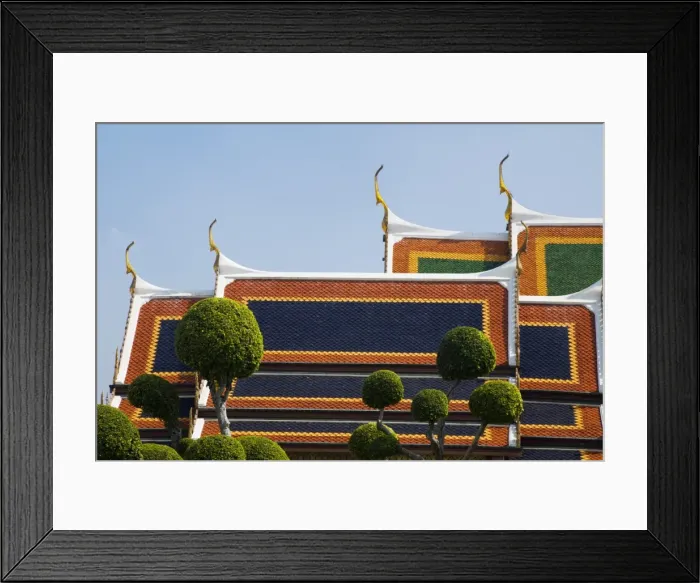 Framed Print : Thailand, Bangkok. Temple roof detail at Wat Phra Kaew (Temple of the Emerald Buddha) Framed Print : Thailand, Bangkok. Temple roof detail at Wat Phra Kaew (Temple of the Emerald Buddha)