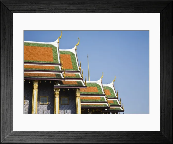Framed Print : Thailand, Bangkok. Roof detail of Royal Pantheon at Wat Phra Kaew (Temple of the Emerald Buddha) Framed Print : Thailand, Bangkok. Roof detail of Royal Pantheon at Wat Phra Kaew (Temple of the Emerald Buddha)
