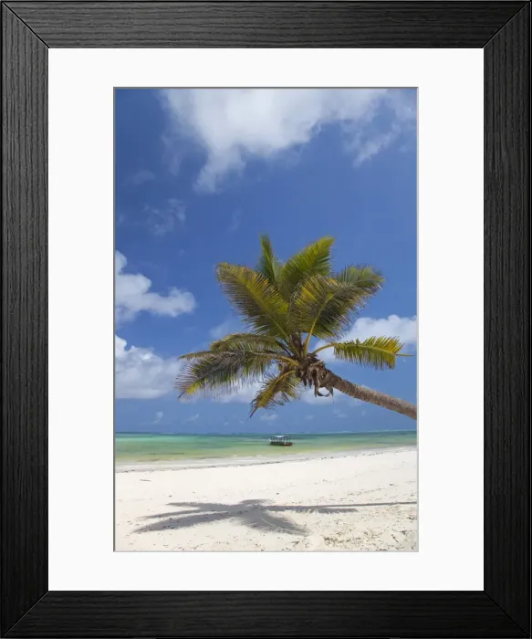 Framed Print : Zanzibar, Echo Beach. A boat anchored off the calm waters of the East coast of Zanzibar Framed Print : Zanzibar, Echo Beach. A boat anchored off the calm waters of the East coast of Zanzibar
