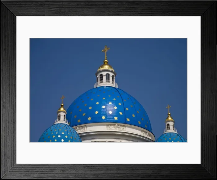 Framed Print : The Trinity Cathedral, consecrated in 1835, boasts stunning blue cupolas emblazoned with golden stars. St Framed Print : The Trinity Cathedral, consecrated in 1835, boasts stunning blue cupolas emblazoned with golden stars. St
