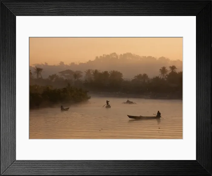 Framed Print : Myanmar, Burma, Mrauk U. Early morning mist rising on the Aungdat Creek Framed Print : Myanmar, Burma, Mrauk U. Early morning mist rising on the Aungdat Creek