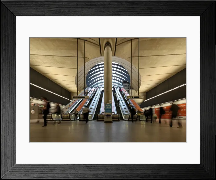 Framed Print : London Canary Wharf Tube Station as part of the Jubilee Line extension was designed by Norman Foster Framed Print : London Canary Wharf Tube Station as part of the Jubilee Line extension was designed by Norman Foster