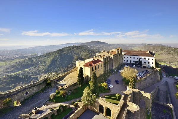 The 12th century castle of Palmela and the Pousada (Hotel) with wide views to the