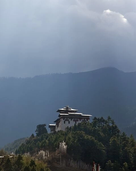 The 17th century Jakar Dzong (fortress) stands in a commanding position overlooking the picturesque Chokhor