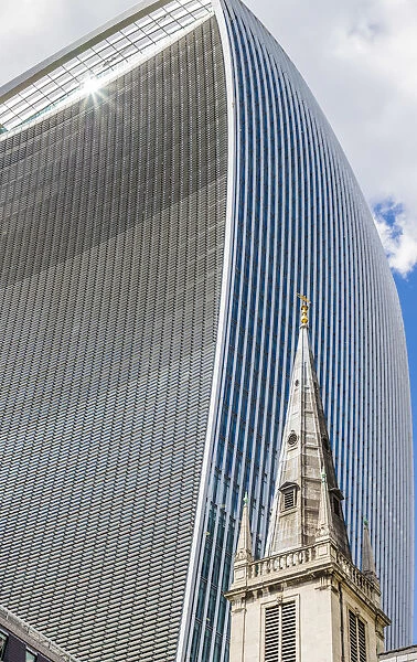20 Fenchurch building and the spire of Saint Margaret Pattens Church of England, London