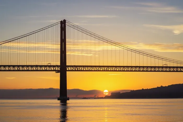 Framed Print : 25 April Bridge at sunrise, Lisbon, Portugal Framed Print : 25 April Bridge at sunrise, Lisbon, Portugal