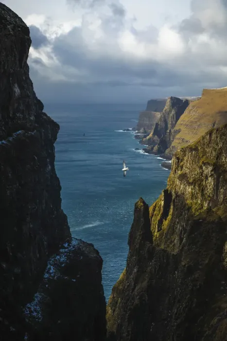 Framed Print : 470m above sea. The view from Beinisvorð cliff in Suðuroy. Faroe Islands Framed Print : 470m above sea. The view from Beinisvorð cliff in Suðuroy. Faroe Islands