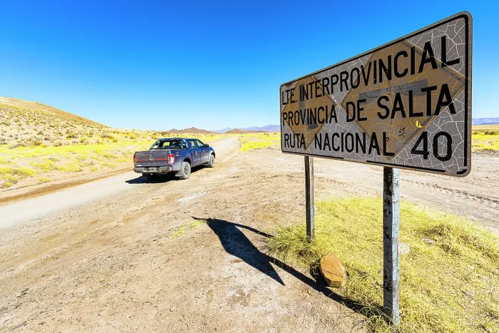 Framed Print : 4x4 driving on Ruta Nacional 40, Puna de Atacama, Argentina