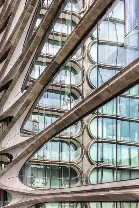 Framed Print : Detail of 520 West 28th Street, designed by Zaha Hadid, from The Highline, Manhattan, New York City, New York, USA Framed Print : Detail of 520 West 28th Street, designed by Zaha Hadid, from The Highline, Manhattan, New York City, New York, USA