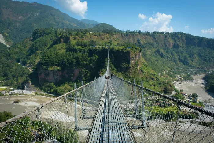 Framed Print : The 567 metre Ghandaki Golden Bridge suspended walkway over the Kali Gandaki river, Baglung, Annapurna Region, Gandaki Province, Nepal Framed Print : The 567 metre Ghandaki Golden Bridge suspended walkway over the Kali Gandaki river, Baglung, Annapurna Region, Gandaki Province, Nepal