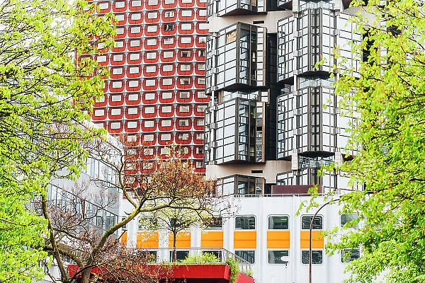 70s Modern Architecture buildings in Beaugrenelle district, Paris, France