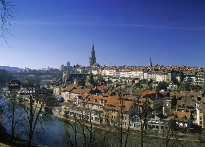Framed Print : Aare River & Bern, Switzerland