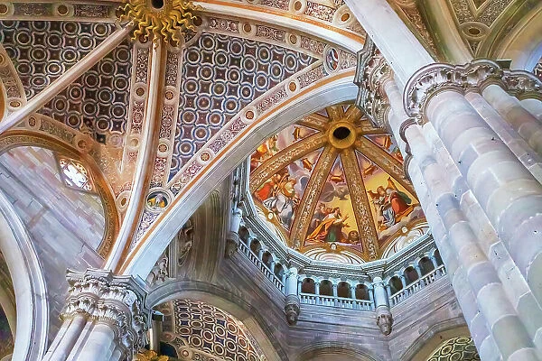 Abbey church interior, Certosa di Pavia monastery, Certosa di Pavia, Lombardy, Italy