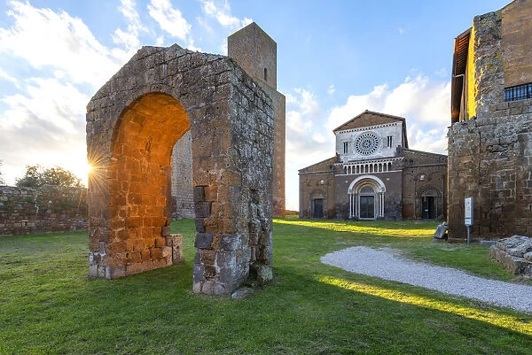 Abbey San Giusto in Tuscania at sunset. Europe, Italy, Lazio, Viterbo province, Tuscania