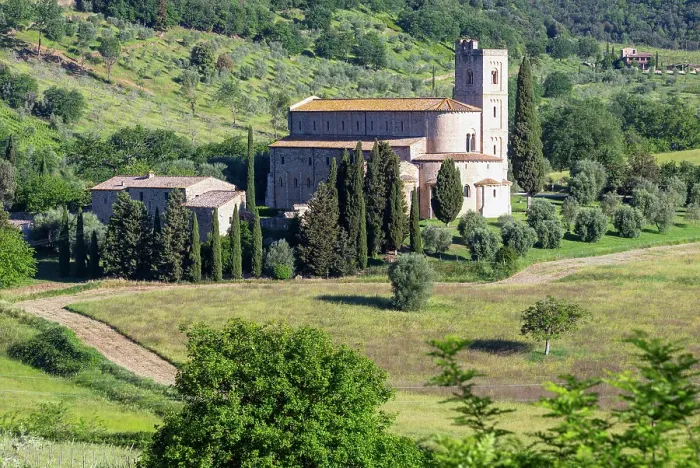 Framed Print : The Abbey of Sant'Antimo (Abbazia di Sant'Antimo), a former Benedictine monastery in the commune of Montalcino, Province of Siena, Tuscany, Italy Framed Print : The Abbey of Sant'Antimo (Abbazia di Sant'Antimo), a former Benedictine monastery in the commune of Montalcino, Province of Siena, Tuscany, Italy