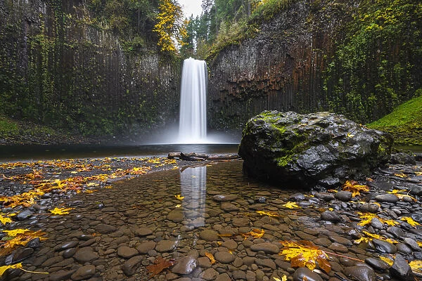 Abiqua Falls in autumn. Scotts Mills, Marion county, Oregon, USA