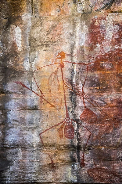 Aboriginal rock art depicting a Mimi Spirit at Ubirr, Kakadu National Park
