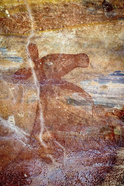 Aboriginal rock art depicting a wallaby at Jacobs Hand rock art site, Arnhem Land