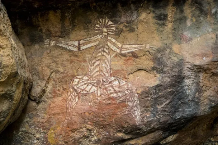 Framed Print : Aboriginal rock art painting depicting the spirit Nabulwinjbulwinj Framed Print : Aboriginal rock art painting depicting the spirit Nabulwinjbulwinj
