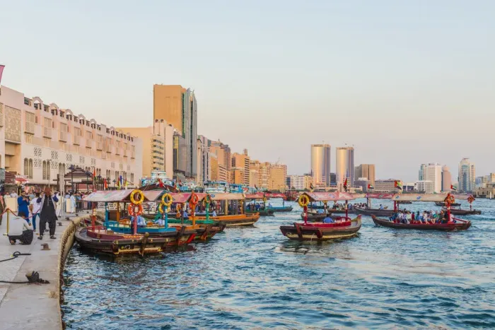 Framed Print : Abra boats on Dubai Creek, Dubai, United Arab Emirates