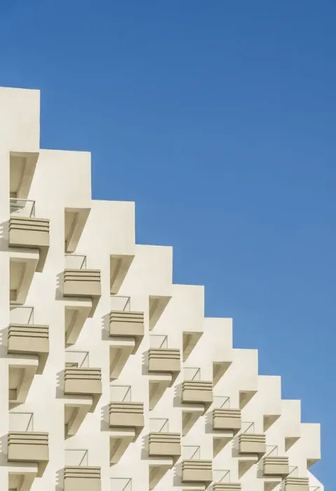 Framed Print : Abstract of balconies at the Golden Bay Hotel in larnaca, Cyprus Framed Print : Abstract of balconies at the Golden Bay Hotel in larnaca, Cyprus