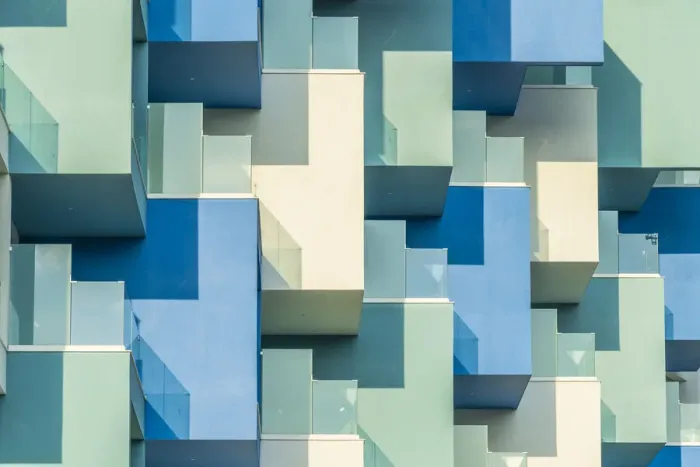 Framed Print : Abstract of colourful balconies in Protaras, Famagusta District, Cyprus Framed Print : Abstract of colourful balconies in Protaras, Famagusta District, Cyprus