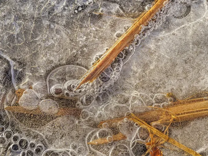 Framed Print : Abstract patterns in ice on frozen pond surface, Thornton, Ontario, Canada Framed Print : Abstract patterns in ice on frozen pond surface, Thornton, Ontario, Canada