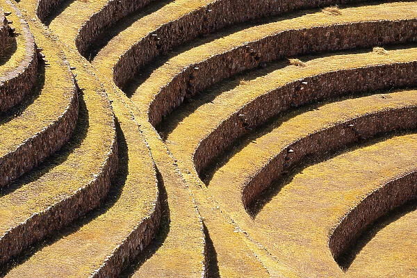Abstract of terraces in Moray, Sacred Valley, Urubamba Province, Cusco Region, Peru