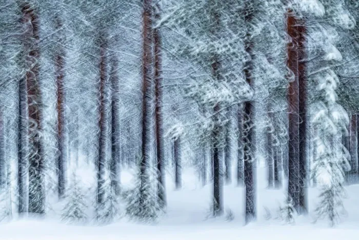 Framed Print : Abstract view of pine trees forest found near the Riisitunturi National Park, Lapland, Northern Finland