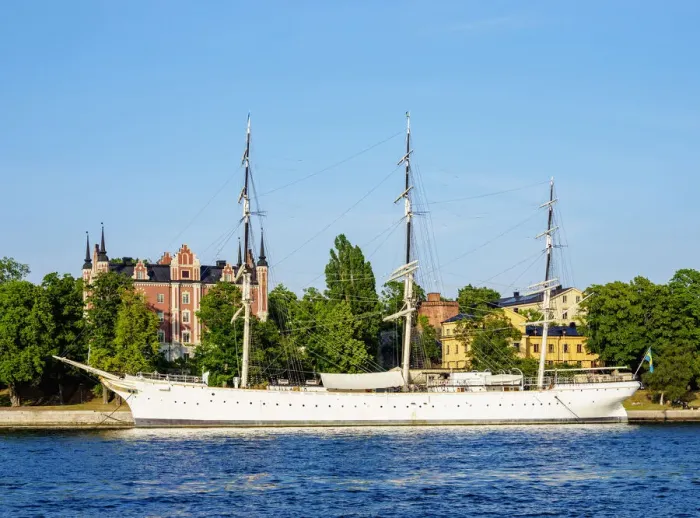 Framed Print : Admiralty Building and Three-masted Sailing Vessel called Af Chapman on Skeppsholmen Island, Stockholm, Stockholm County, Sweden Framed Print : Admiralty Building and Three-masted Sailing Vessel called Af Chapman on Skeppsholmen Island, Stockholm, Stockholm County, Sweden