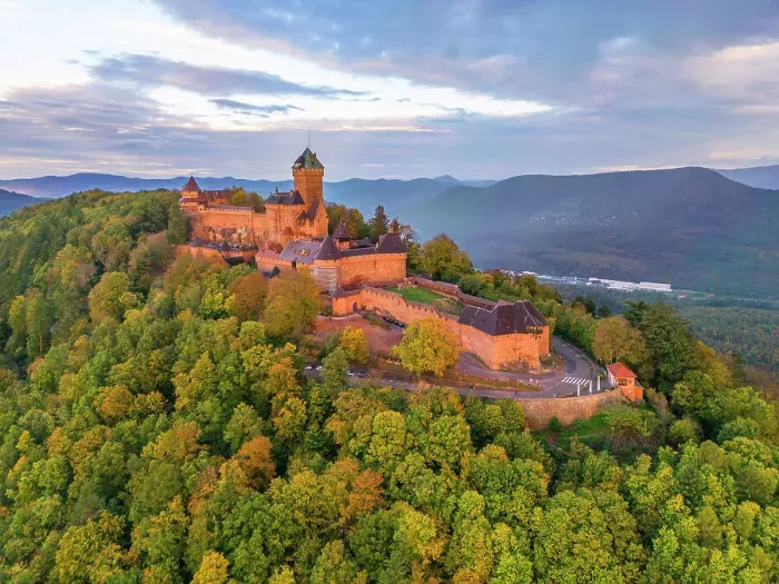 Framed Print : Aerail view at Chateau du Haut-K'nigsbourg, Bas-Rhin, Alsace, Alsace-Champagne-Ardenne-Lorraine, Grand Est, France