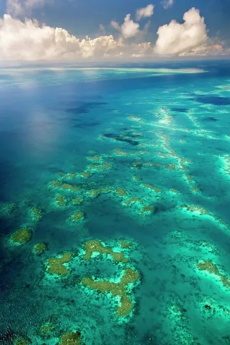 Framed Print : Aerial of Batt Reef with Tongue Reef in the background, Great Barrier Reef, Queensland, Australia