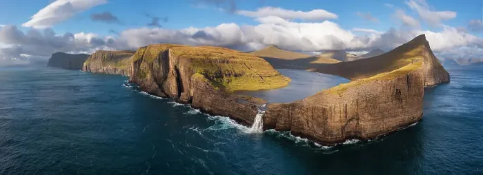 Framed Print : Aerial and Bosdalafossur waterfall and Sorvagsvatn, Sorvagsvatn, Vagar, Faroe Islands, Denmark Framed Print : Aerial and Bosdalafossur waterfall and Sorvagsvatn, Sorvagsvatn, Vagar, Faroe Islands, Denmark
