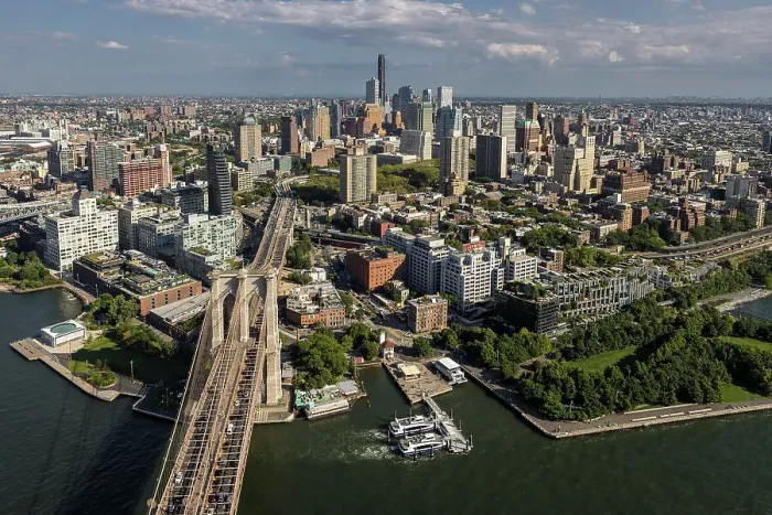 Framed Print : Aerial of Brooklyn Bridge & Brooklyn, New York, United States of America Framed Print : Aerial of Brooklyn Bridge & Brooklyn, New York, United States of America