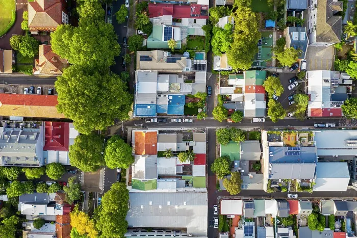 Framed Print : Aerial of houses in the Sydney suburb of Redfern, New South Wales, Australia Framed Print : Aerial of houses in the Sydney suburb of Redfern, New South Wales, Australia