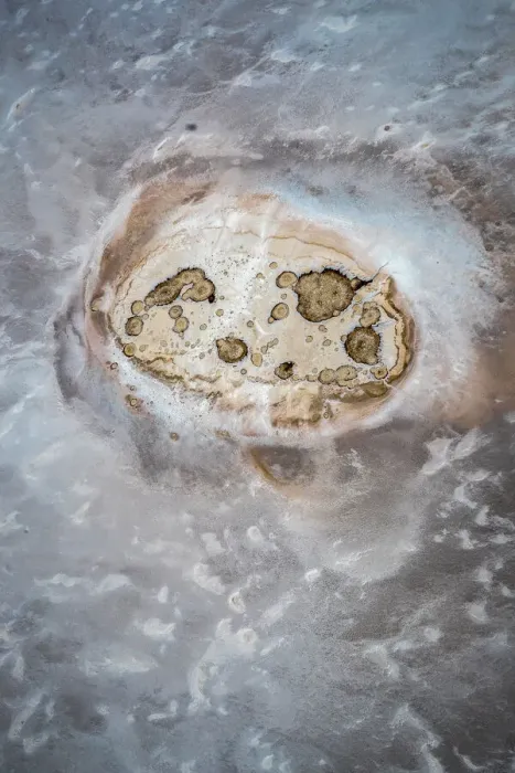Framed Print : Aerial of mound spring at Halligan Bay, Kati Thanda-Lake Eyre, South Australia, Australia Framed Print : Aerial of mound spring at Halligan Bay, Kati Thanda-Lake Eyre, South Australia, Australia