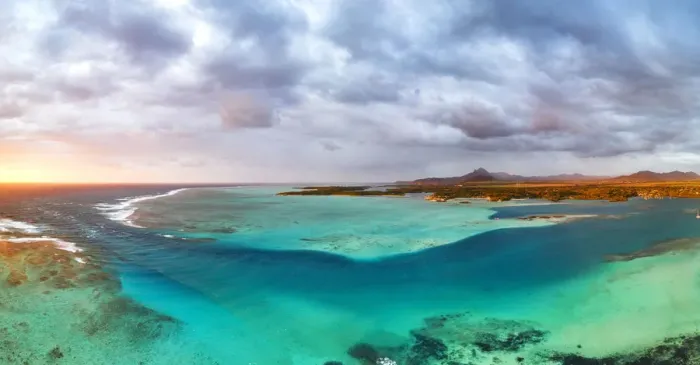 Framed Print : Aerial panoramic of turquoise lagoon and Ile aux Cerfs island, Trou d Eau Douce Framed Print : Aerial panoramic of turquoise lagoon and Ile aux Cerfs island, Trou d Eau Douce