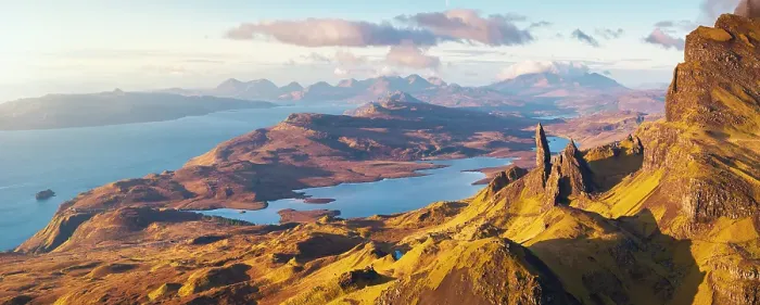 Framed Print : Aerial and panoramic view of Old Man of Storr during sunrise, Isle of Skye, Inner Hebrides, Trotternish peninsula, Highlands, Scotland, United Kingdom Framed Print : Aerial and panoramic view of Old Man of Storr during sunrise, Isle of Skye, Inner Hebrides, Trotternish peninsula, Highlands, Scotland, United Kingdom