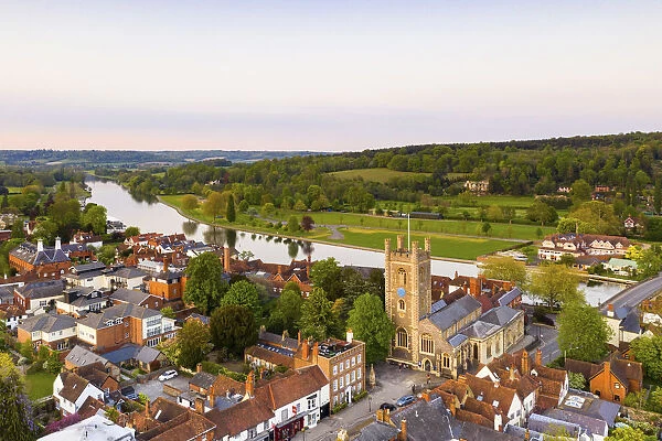 Aerial shot of Henley-on-Thames, Oxfordshire, England