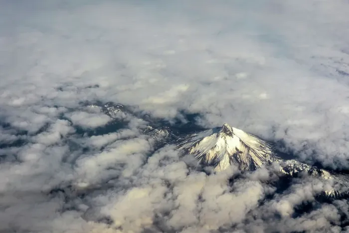 Framed Print : Aerial of snow-covered mountain, Chile Framed Print : Aerial of snow-covered mountain, Chile