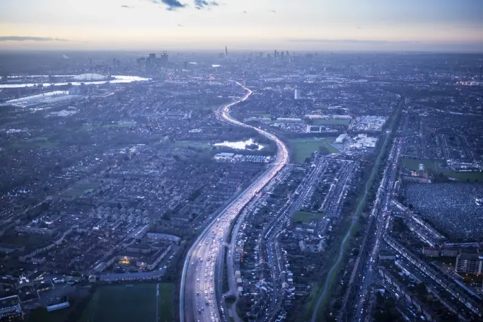 Framed Print : Aerial view of A13, Newham, East End, London, England Framed Print : Aerial view of A13, Newham, East End, London, England