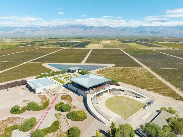 Framed Print : Aerial view of the Alfa Crux Winery (former O. Fournier) with vineyards and the Andes mountains in background, Eugenio Bustos, Valle de Uco, Mendoza, Argentina Framed Print : Aerial view of the Alfa Crux Winery (former O. Fournier) with vineyards and the Andes mountains in background, Eugenio Bustos, Valle de Uco, Mendoza, Argentina