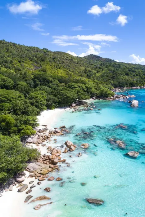 Framed Print : Aerial view of Anse Lazio beach. Praslin island, Seychelles, Africa Framed Print : Aerial view of Anse Lazio beach. Praslin island, Seychelles, Africa